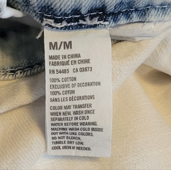 American Eagle Distressed White Acid Washed Shortall Overall Shorts. Sz: M - Picture 6 of 8